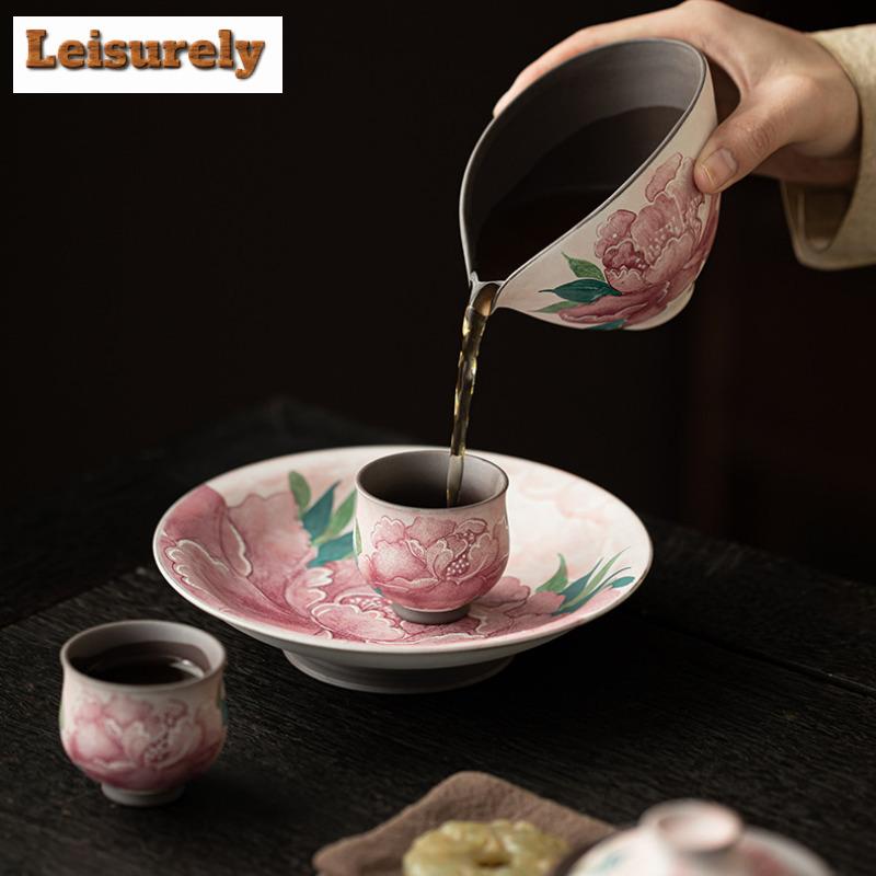 Alter Fels Ton Leichtes Make-up Pfingstrose Teetasse Antike Teeschale Niedliche Tasse Teeverkostung Meditationsbecher Chazhan Meistertassen Teeartikel Geschenk
