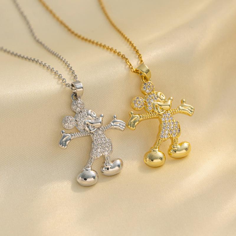 A Piece of Fashionable Cute Cartoon Disney Mickey Minnie Necklace Clavicle Chain Beauty Gift Women Girls Daily Accessories