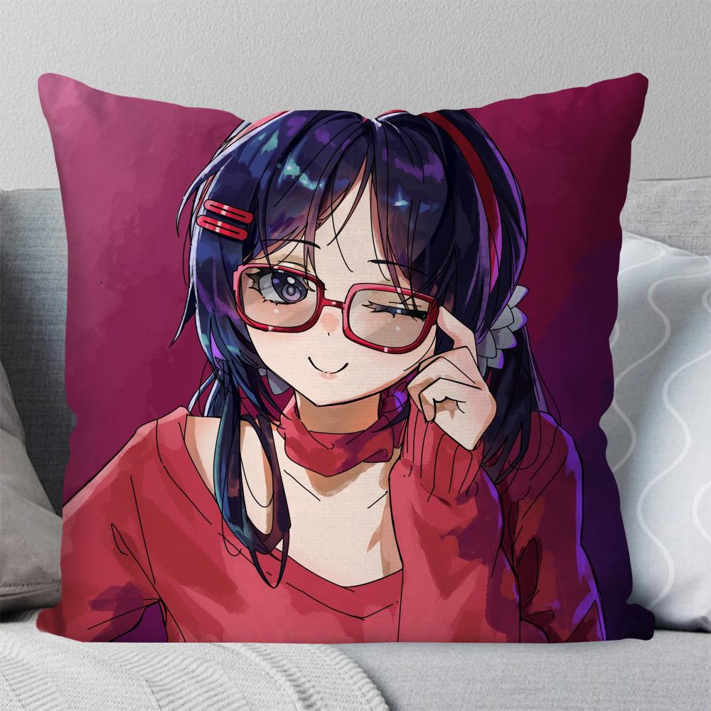 Anime Sleeping Mita Pillow Case Square Pillow Bedroom Sofa Leisure Comfort Cushion Car Living Room Home Decoration 40X40