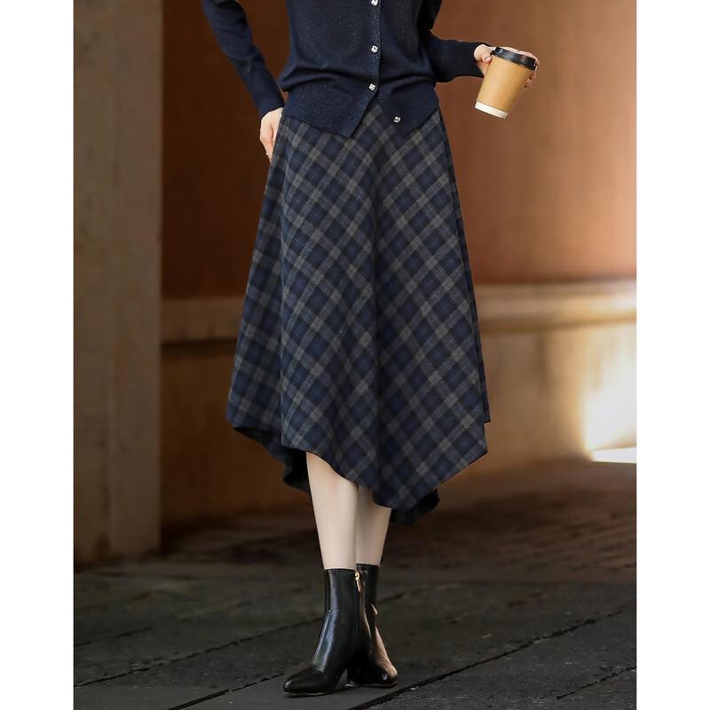 Women's Irregular Hem Plaid A-line Skirt