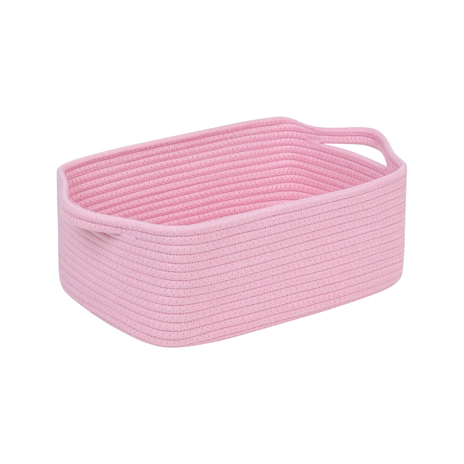

Прямокутний кошик для зберігання з бавовняної мотузки, Ящик для зберігання в дитячу кімнату One Size рожевий