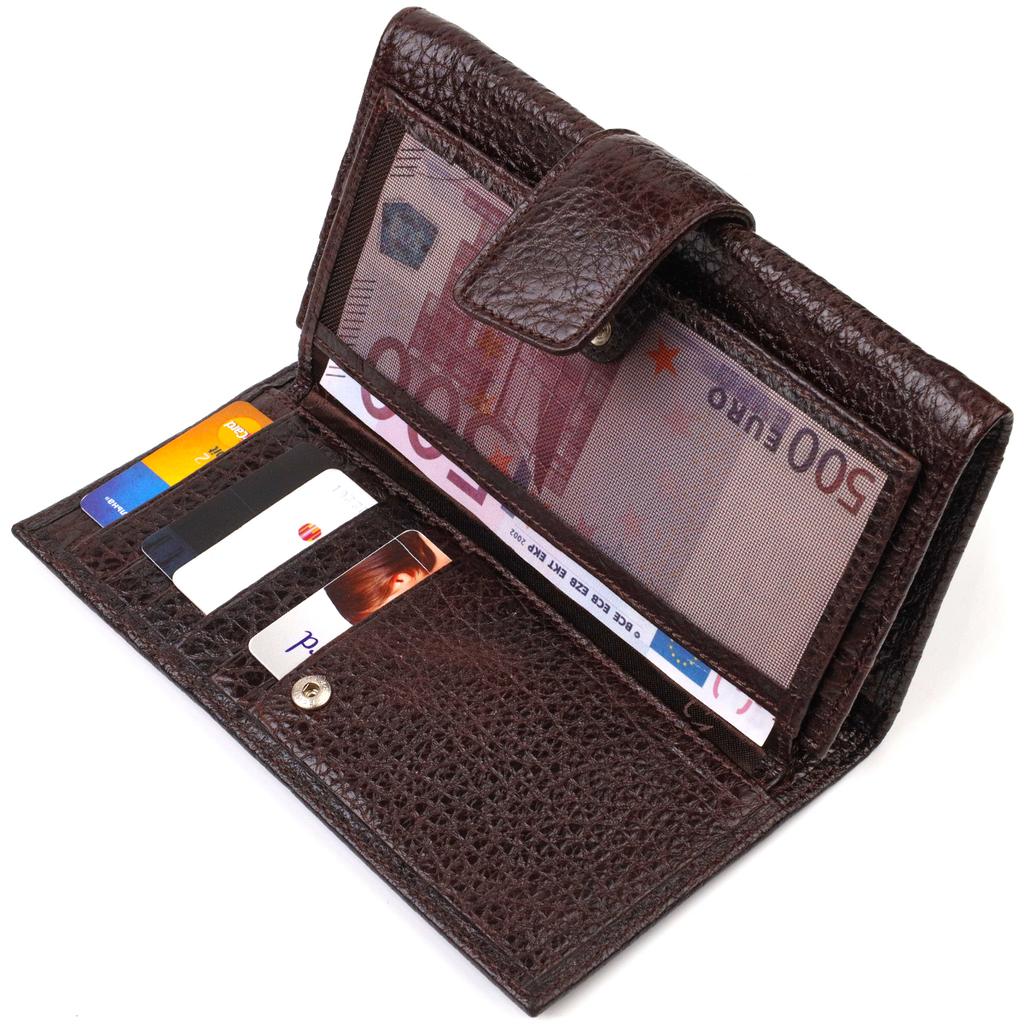 Capacious Vertical Men's Purse Made of Natural Coarse-grained Leather CANPELLINI 21840 Brown