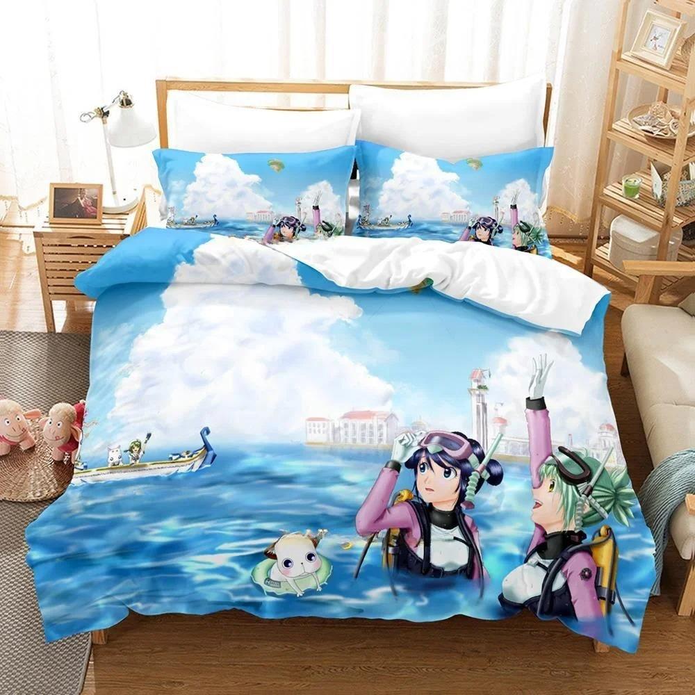 New 3D Anime Bed Sheet Aria the Animation Bedding Set Single Twin Full Queen King Size Bed Set Adult Kid Bedroom Duvetcover Sets