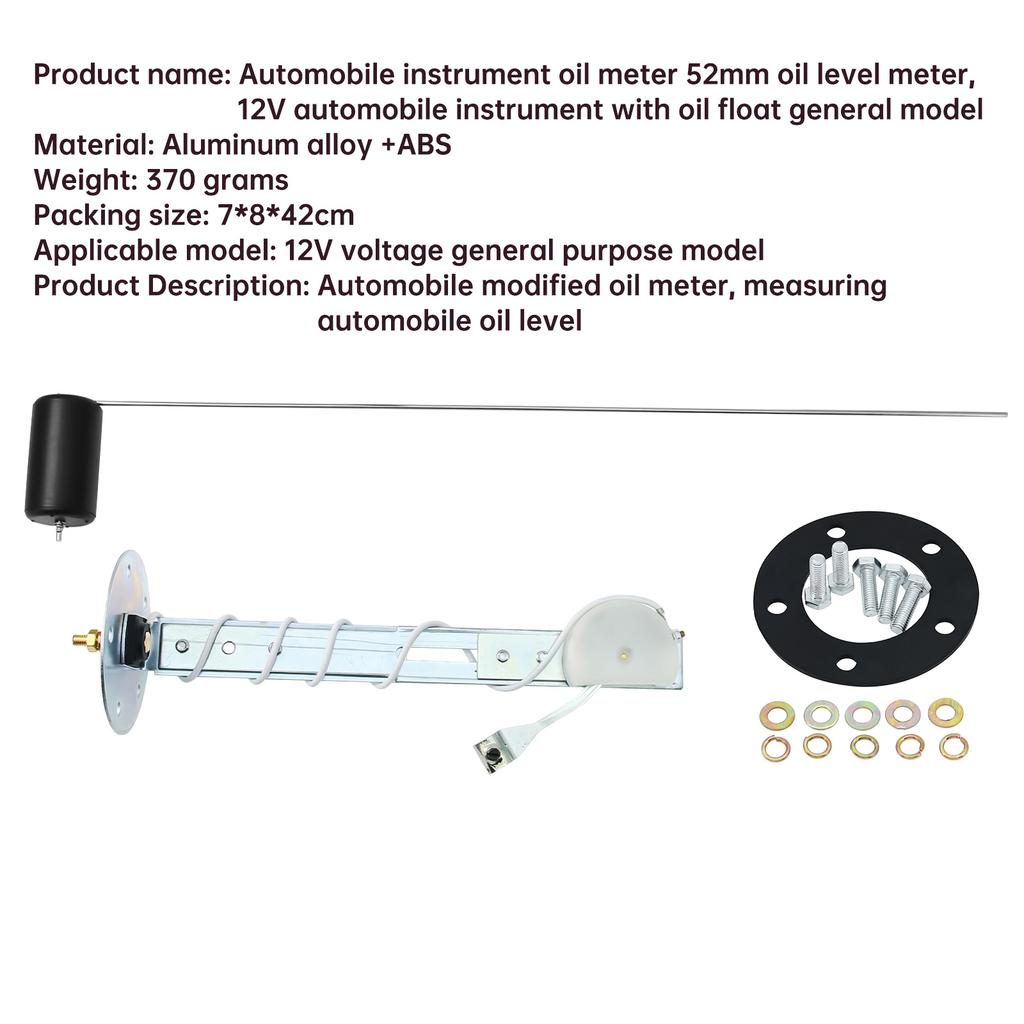 12V Automotive Gauges Universal 2" 52mm Fuel Level Gauge 240-33ohm Fuel Float Sensor Fit 5in-27in Tank Height Auto Car Meter