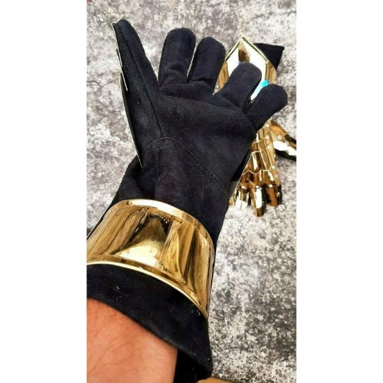 Medieval Hand Gloves Knight Gauntlet Gloves Golden Finish Gauge Fully Wearable