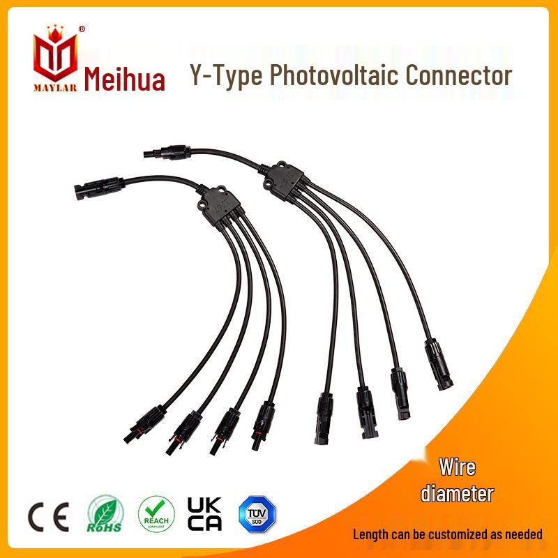 Y-Type 4-to-1 MC4 Solar Connector with Flame-Retardant PPO Cable