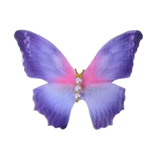 1 Pair Women Hairpin Gauze Butterflies Decor Hair Clips Retro Style Non-slip Durable Hairpin Hair Accessories