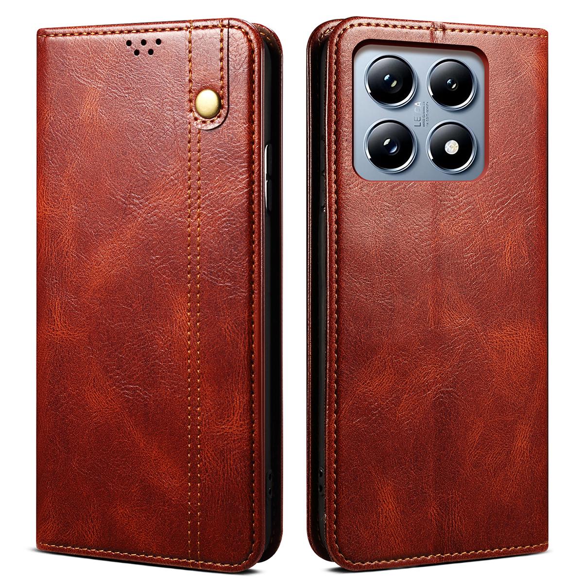 

For Xiaomi 14T Pro Case Crazy Horse Texture Waxy Leather Wallet Stand Phone Cover C