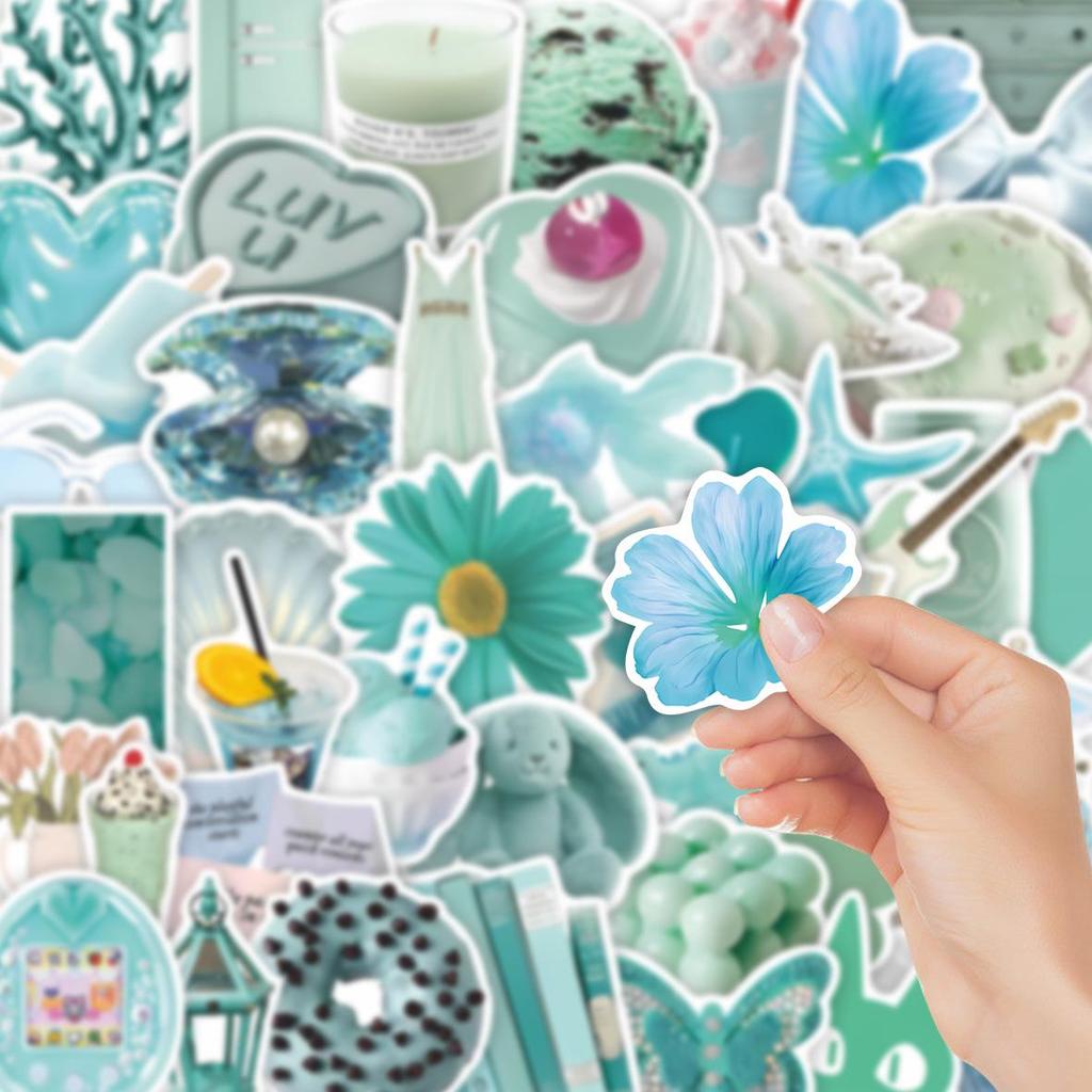Mint Green Graffiti Stickers - 50 Sheets for DIY Notebook & Luggage Decoration