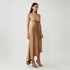Women's Solid Color Satin Sleeveless V-Neck Neck Dress Slim Fit Irregular Sexy Backless Lace-Up Long Dress