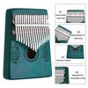 uxcell 17-Key Thumb Piano, Blue Mini Portable Finger Piano with Solid Koa Wood Floral Pattern, Tuning Hammer, Musical Notebook, Gift for Adults and