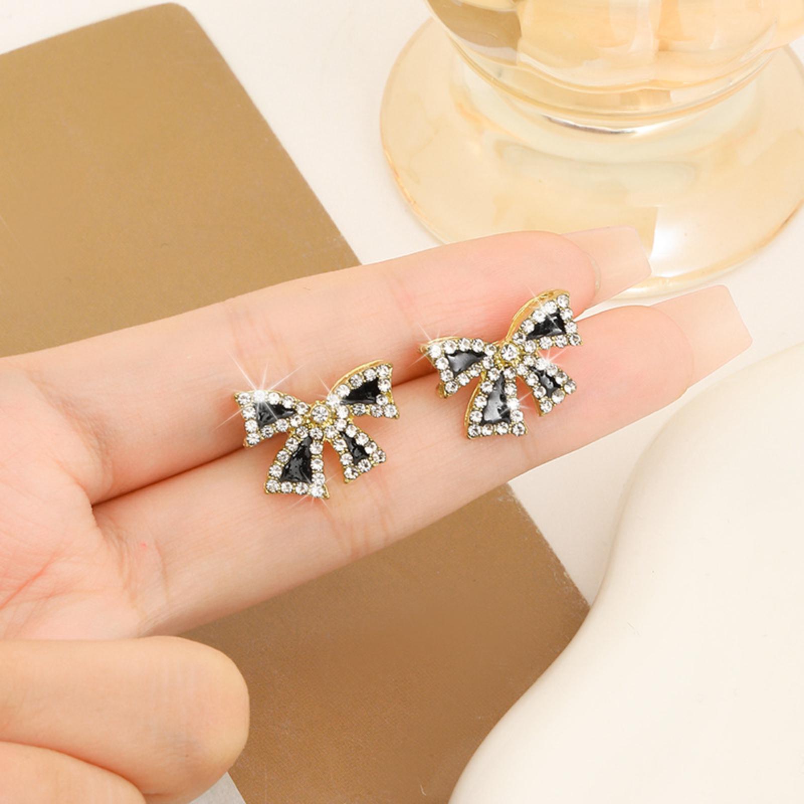 

Butterfly Shaped Stud Earrings with Crystal Embellishments Elegant Small Size Lightweight Metal Alloy Design Suitable for Daily Wear