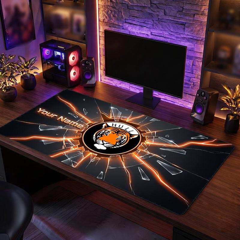 Hull City Custom Large Mouse Pad, Personalized Name Text Print, Football Logo Non‑Slip Desk Mat Gaming Gift