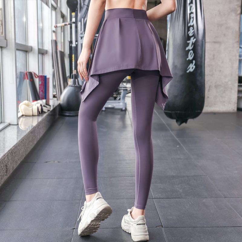 Pantalon Jupe de Yoga Taille Haute pour Femme - Amincissant, Soie Glacée Respirante, Style Deux Pièces pour la Course et le Fitness