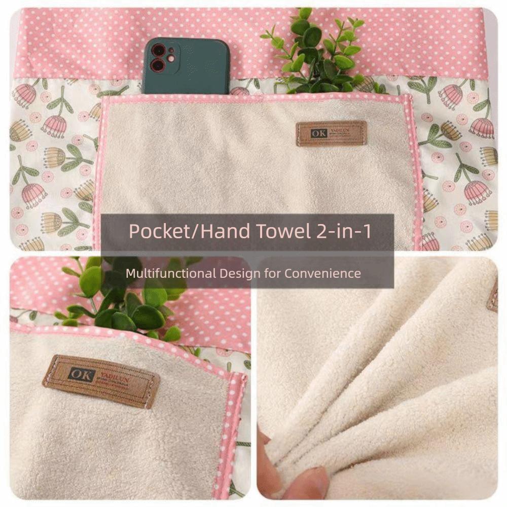 Flower Printing Women Kitchen Aprons Waterproof Anti Dirty Chef Work Apron Wiping Hand Pocket Cooking Aprons Household Cleaning