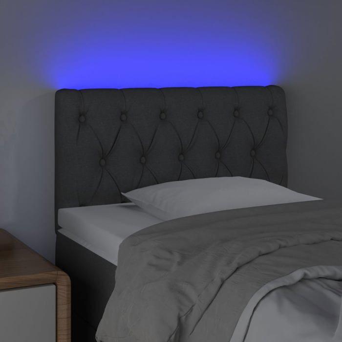 VidaXL Tête de Lit à LED Meuble de Chambre à Coucher Accessoire de Lit Simple Tête de Cadre de Lit Intérieur Gris Foncé 3121923