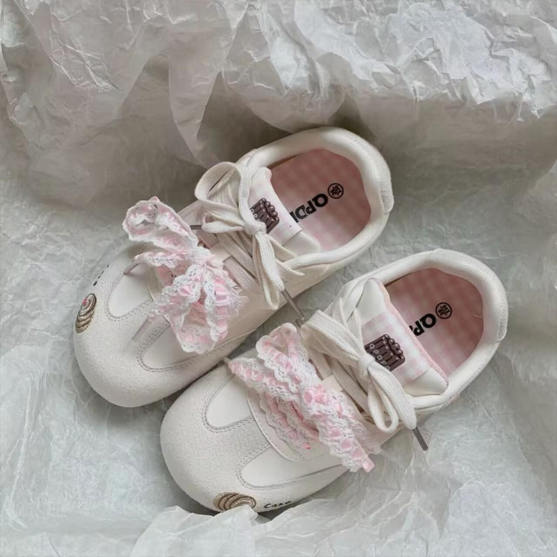 

Niche German training shoes women s 2025 platform white shoes spring and autumn thin breathable versatile sports shoes bread shoes board shoes 35 рожевий