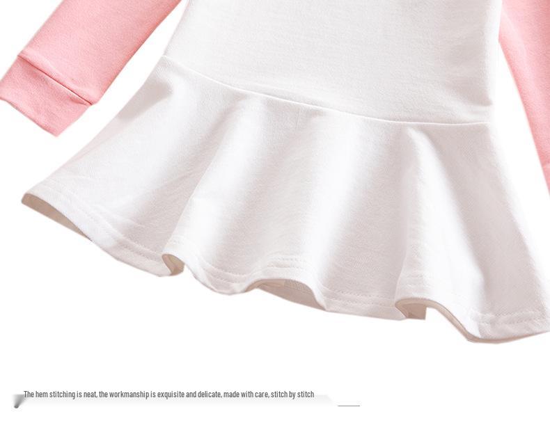 Korean Style Girls' Cartoon Long Sleeve Princess Dress - Mesh Skirt (Spring & Autumn 2026)