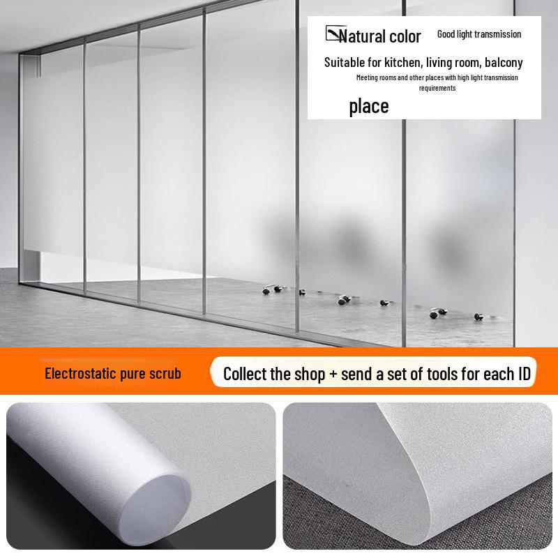 Frosted Privacy Window Film: Electrostatic Cling, Light-Transmitting, Anti-Peeping PVC for Bathroom Windows