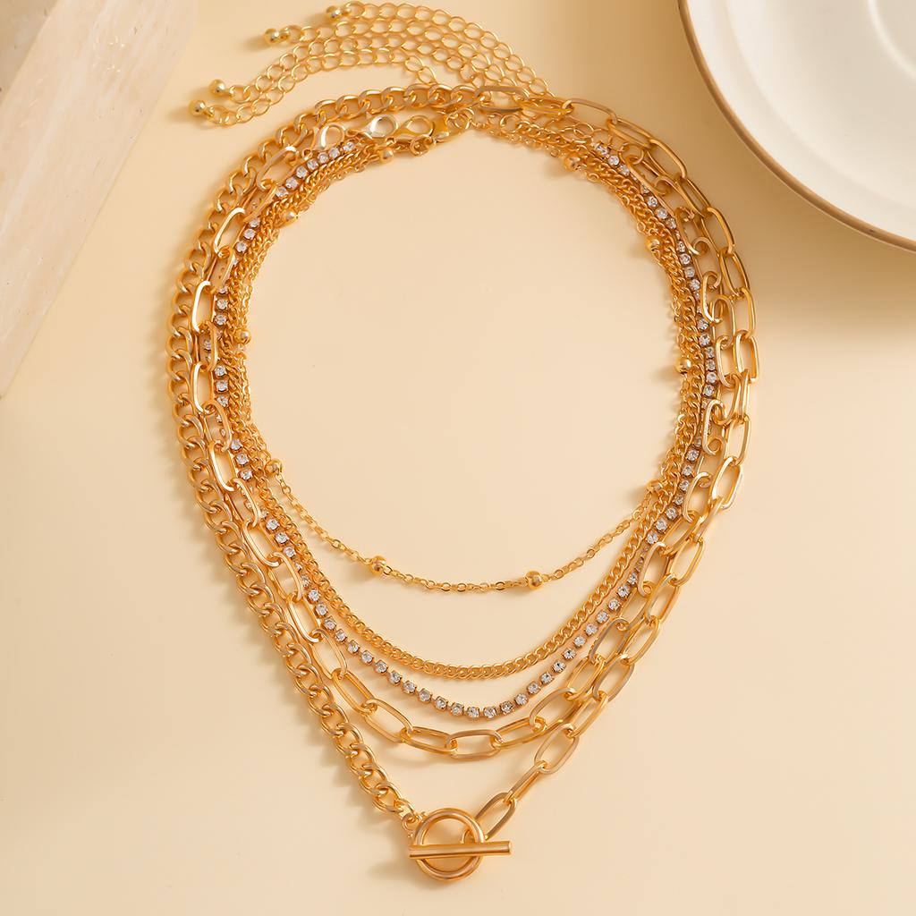 Afneembare 5-laagse Ketting Set voor Vrouwen Trendy Strass Ketting Korte Choker Ketting om de Nek 2023 Mode Sieraden Cadeau