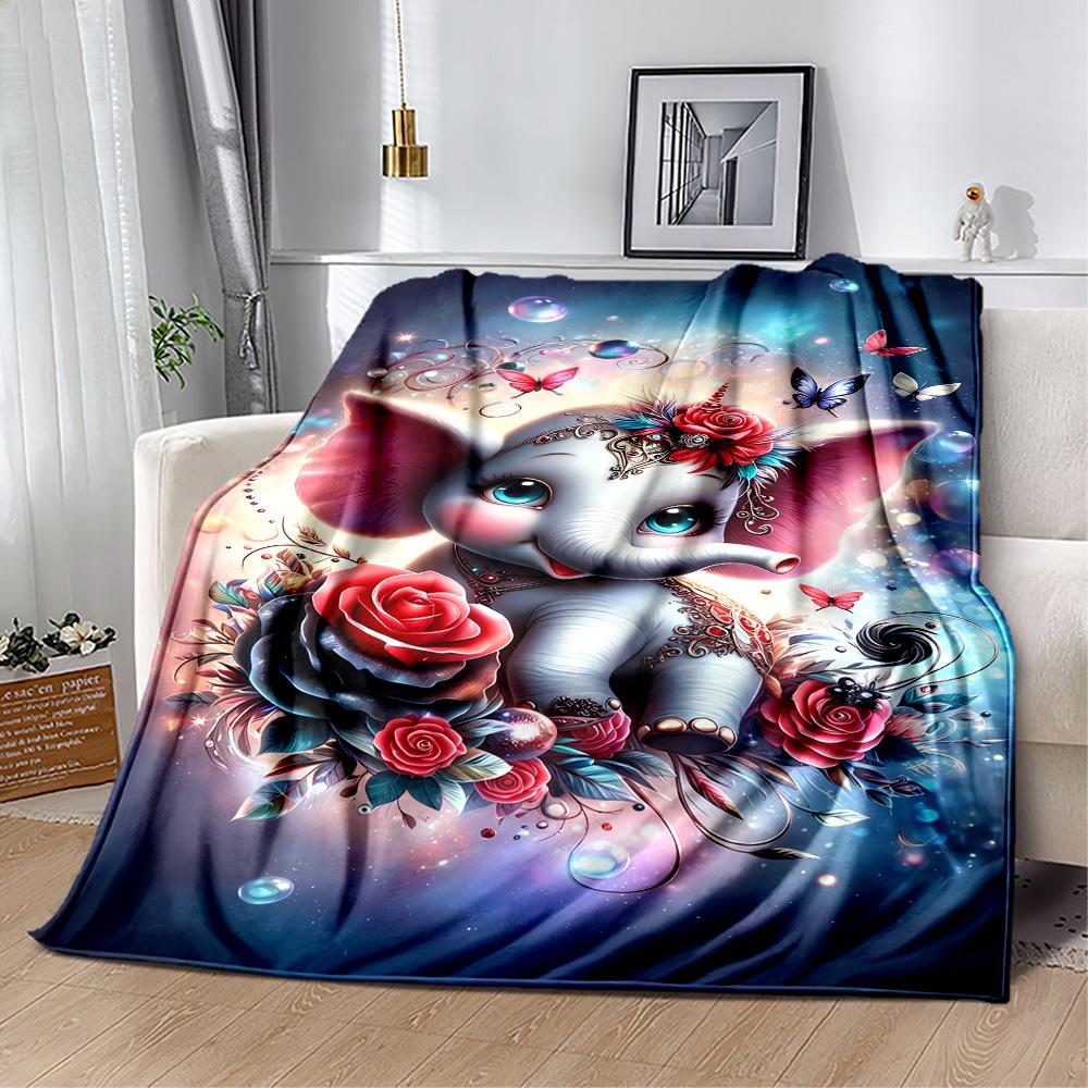 Colorful Elephant Garden Blanket Suitable for Offices, Travel, Living Rooms Also a Good Gift for Friends and Family Suitable for All Seasons.