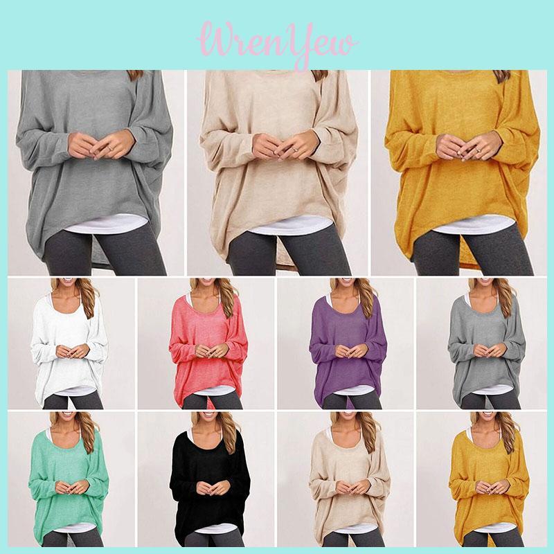 Elegant Women Plus Size Long Sleeve Pullover T-shirt With Loose Baggy Casual Fit