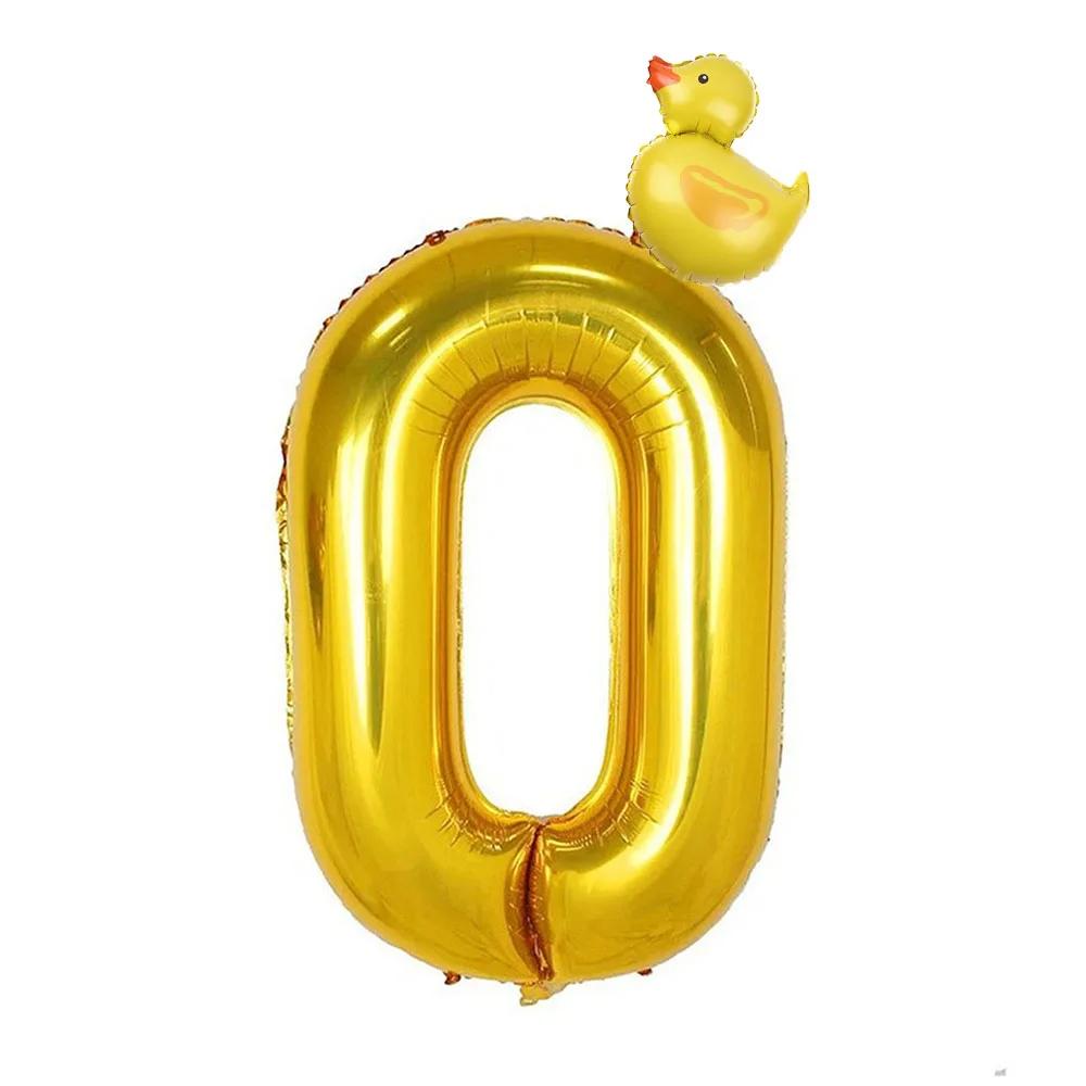 2Pcs Mini Duck Shape Foil Balloons Set Golden 40inch Number Balloon 0-9 Kids Birthday Party Deco Baby Shower Air Globos Gifts