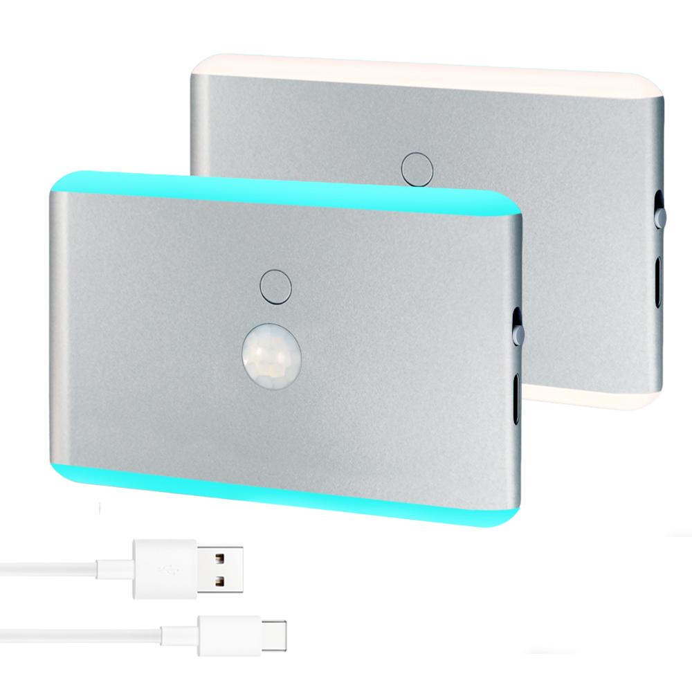 Motion Sensor Night Lights Rechargeable RGB Stair Lights Multifunctional PIR Sensor Wall Night For Indoor Bedroom