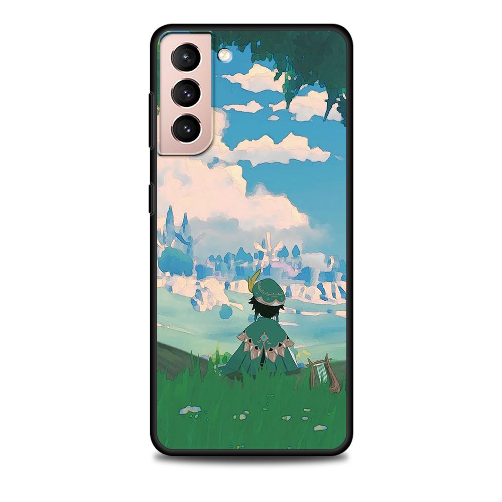 Genshin Impact Game Case for Samsung Galaxy S22 Ultra Phone Cover S21 S20 FE S10 5G S9 S8 Plus S10e S7 Edge Black Soft Silicone
