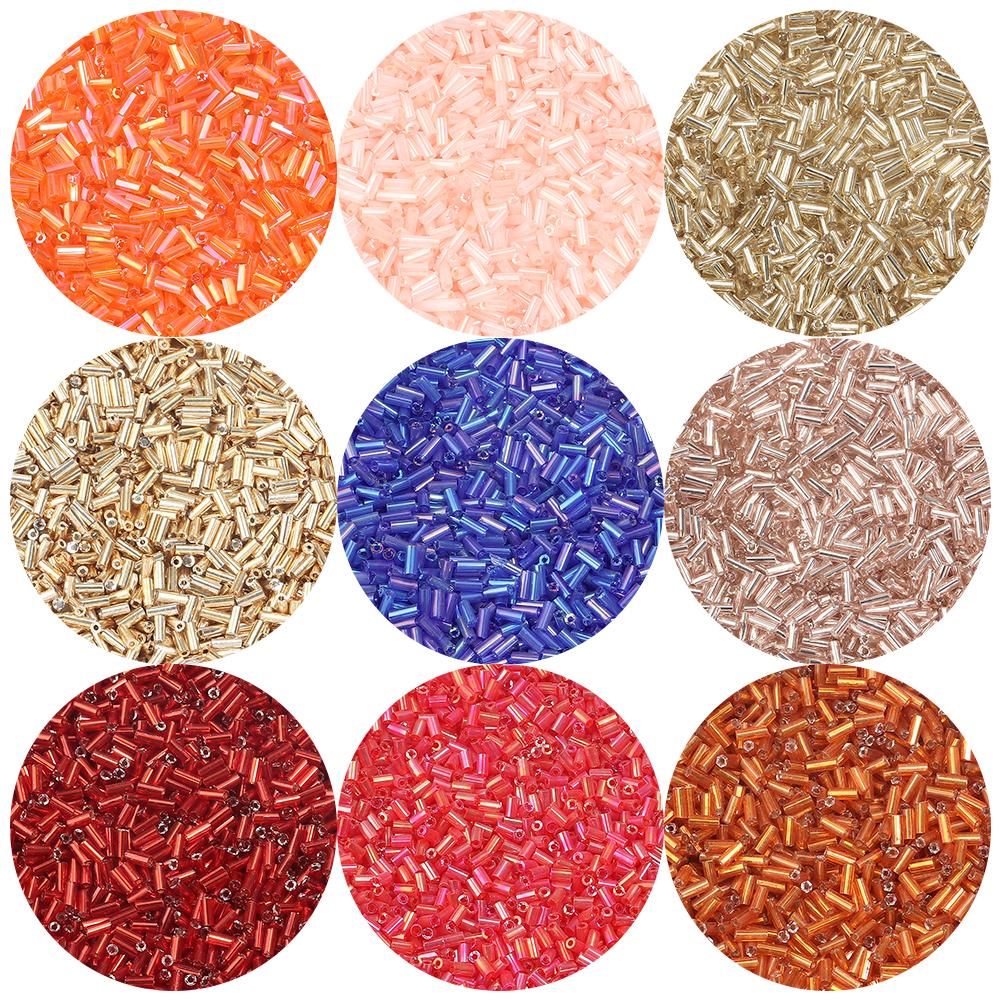 40g Glass Tube Beads 2mm Colorful Rice Beads Loose Spacer Beads For Jewelry Making DIY Bracelets Necklace Earring Accessories