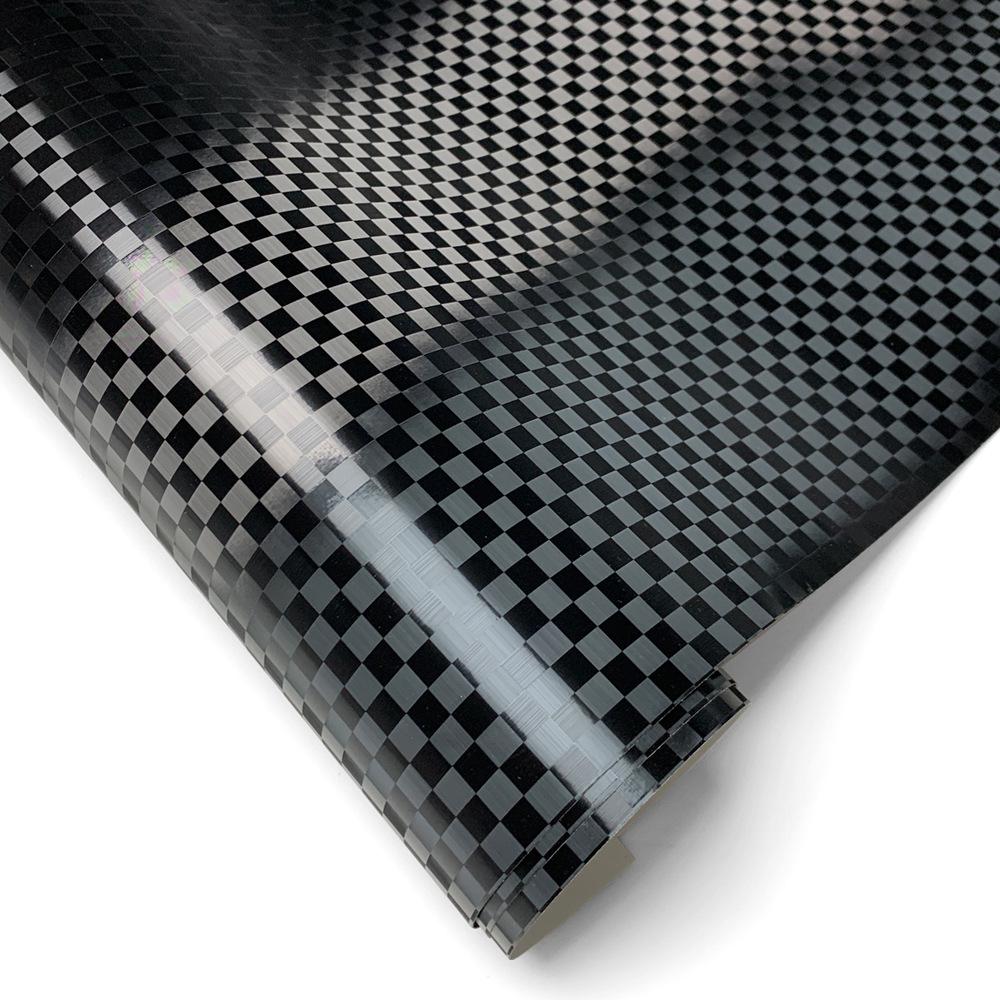 Forged Plaid Carbon Fiber Car Vinyl Wrap for Console, Hood & Mirror