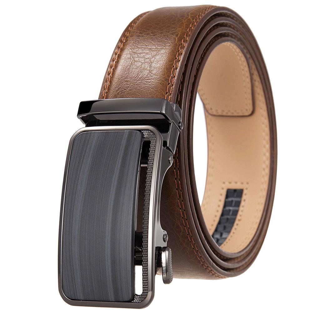 1Pcs Fashion Versatile Business Men'S Belt, Cowhide Belt Automatic Buckle Men'S Belt Ly36-35576-1