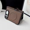 Plain Leather Business Magnetic Phone Case For iPhone Duo 18 With Ring Buckle Multifunctional Protect Phone Cover For Magsafe