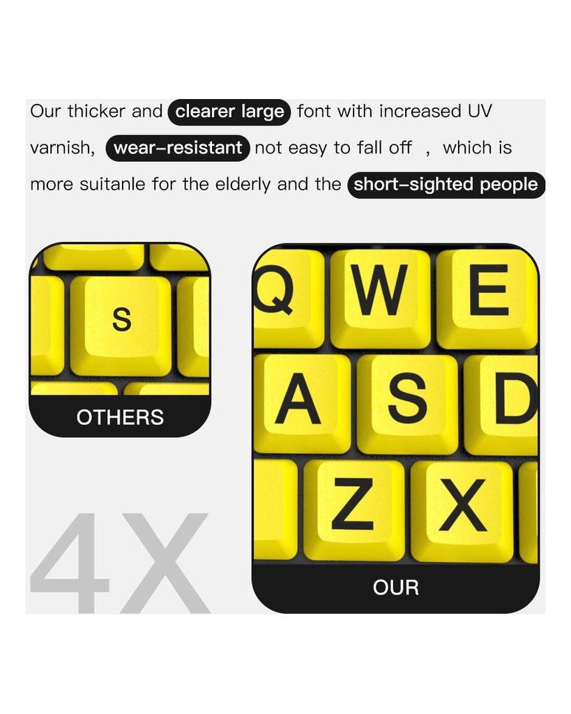 Wired Keyboard - Yellow Large Character Keyboard for Elderly,High Compatibility USB Plug-and-Play
