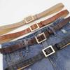 Retro Glossy Crocodile Pattern Belt Women'S Jeans Thin Square Buckle Decorative Belt Women