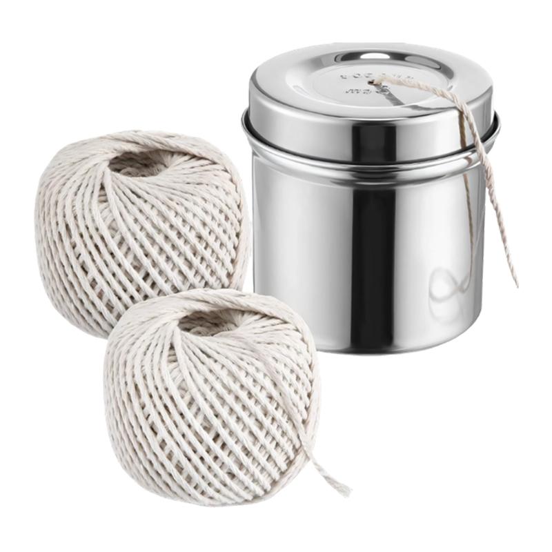 

2 Pack Kitchen Cooking Twine with Steel Dispenser Cotton Butcher String for Turkey Trussing Roasting Gift Wrapping 1