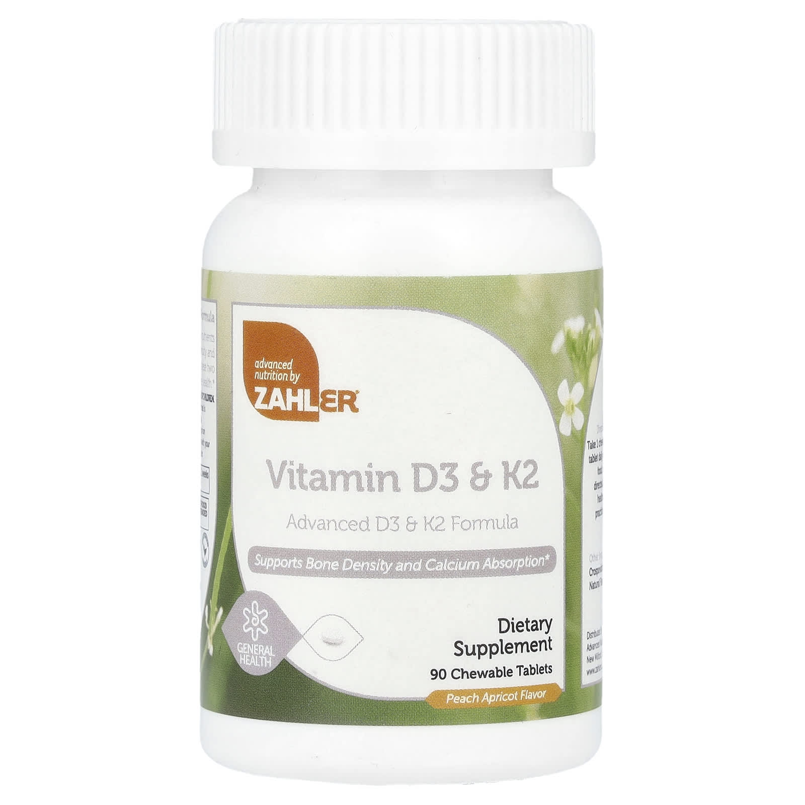 

Vitamin D3 & K2, Peach Apricot Flavor, 90 Chewable Tablets