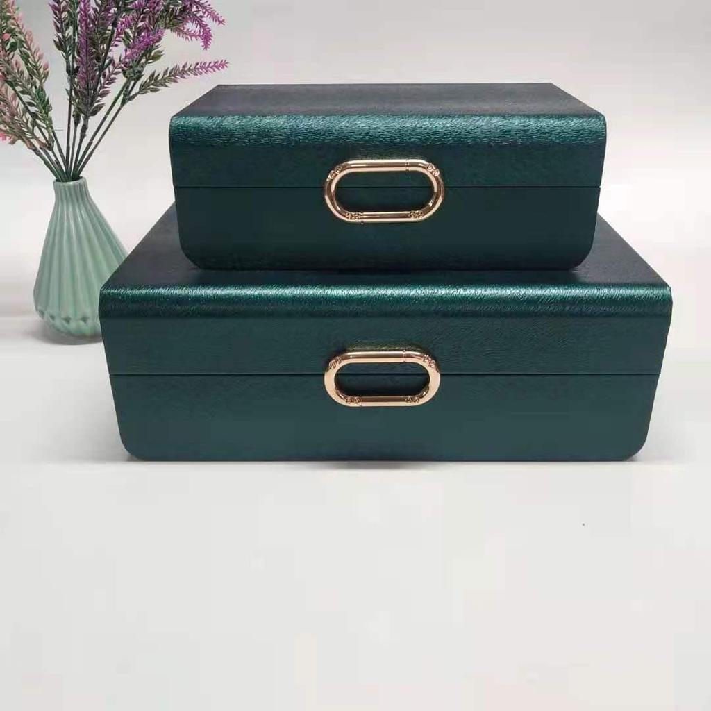 New Chinese Minimalist Jewelry Storage Box: Leather, Wood, Metal Design