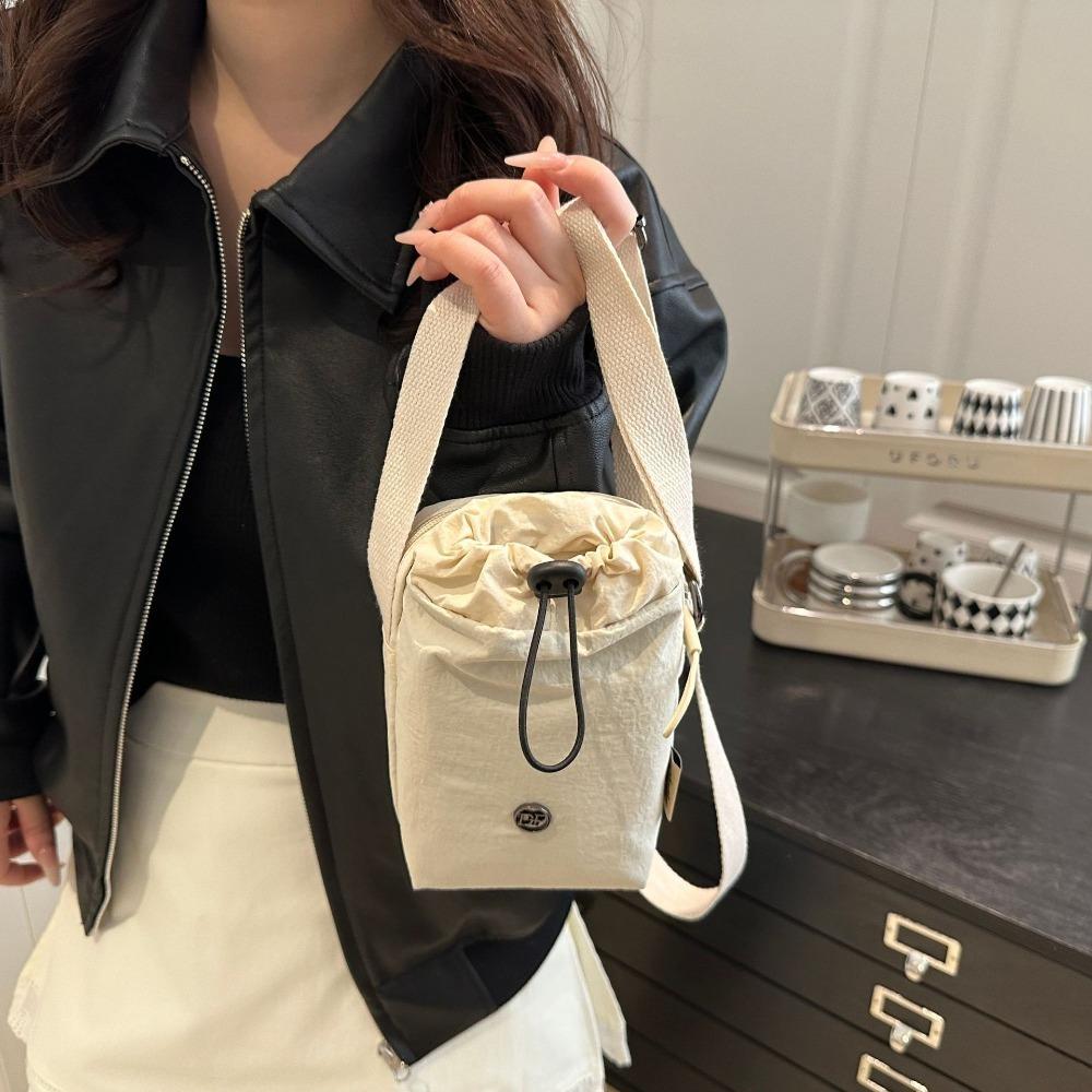 Multifunctional Drawstring Small Square Bag Zipper Water Bottle Bag Single Shoulder Bag  Girls