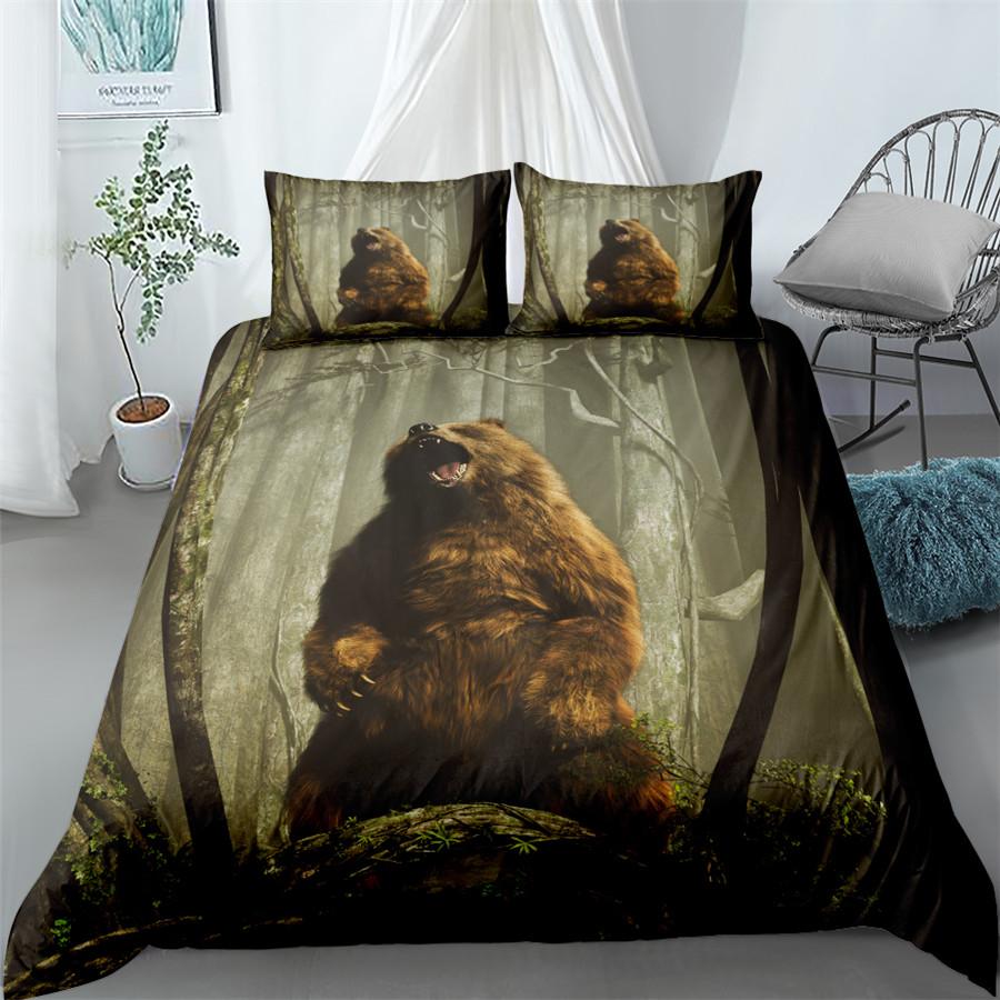 Grizzly Bear 3d  Duvet Cover Set King Queen Double Full Twin Single Size Bed Linen Set