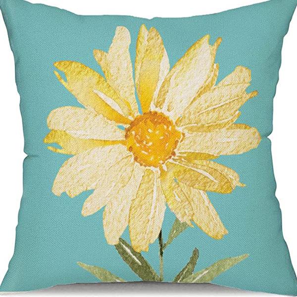 Small Daisy Flower Pillowcase New Striped Linen Home Fabric Sofa Pillowcase Light Luxury