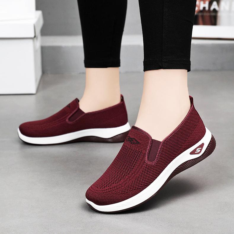 Women's Slip-On Mesh Sneakers, Comfort Air Cushion Running Shoes, Breathable Fabric Material