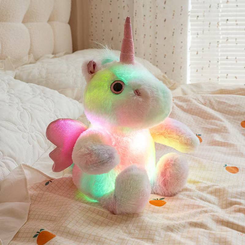 The Latest Luminous Unicorn Horse Kawaii Plush Toy Figurine Doll Cartoon Anime Cute Companion Sleeping Children Gift Doll