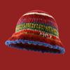 Rainbow Stripe Pattern Crochet Bucket Hat Ladies Commute Camping Fisherman Cap with Stripe Pattern for Girlfriend