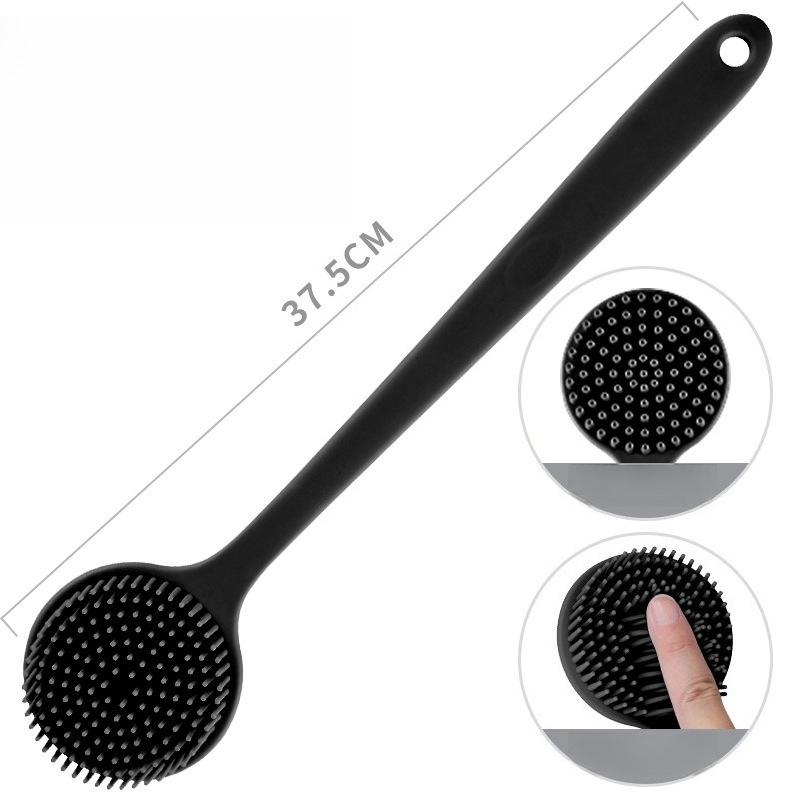 Silicone Long Handle Bath Brush Cleaning Massage Lazy Rubbing Bath Brush Back Bathroom Double-sided Bath Brush чёрный