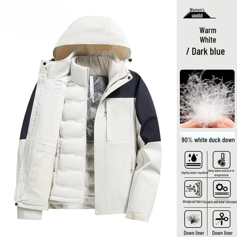 Women's 2024 Three-in-One Winter Hiking Windbreaker: Thickened, Warm, and Windproof Outdoor Jacket