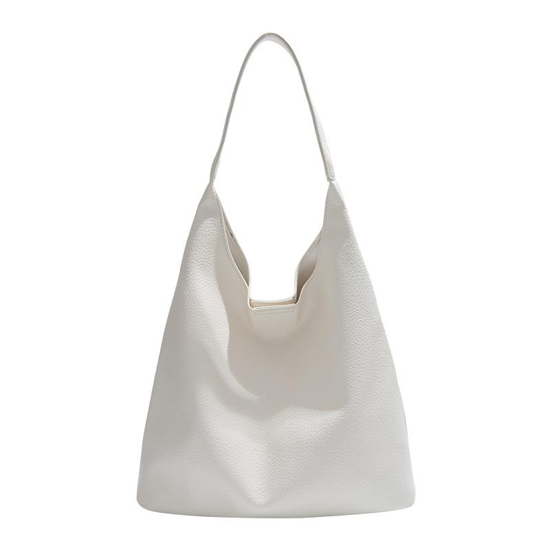 New trendy fashion solid color shoulder bag commuter texture tote bag simple large capacity handbag women's bag