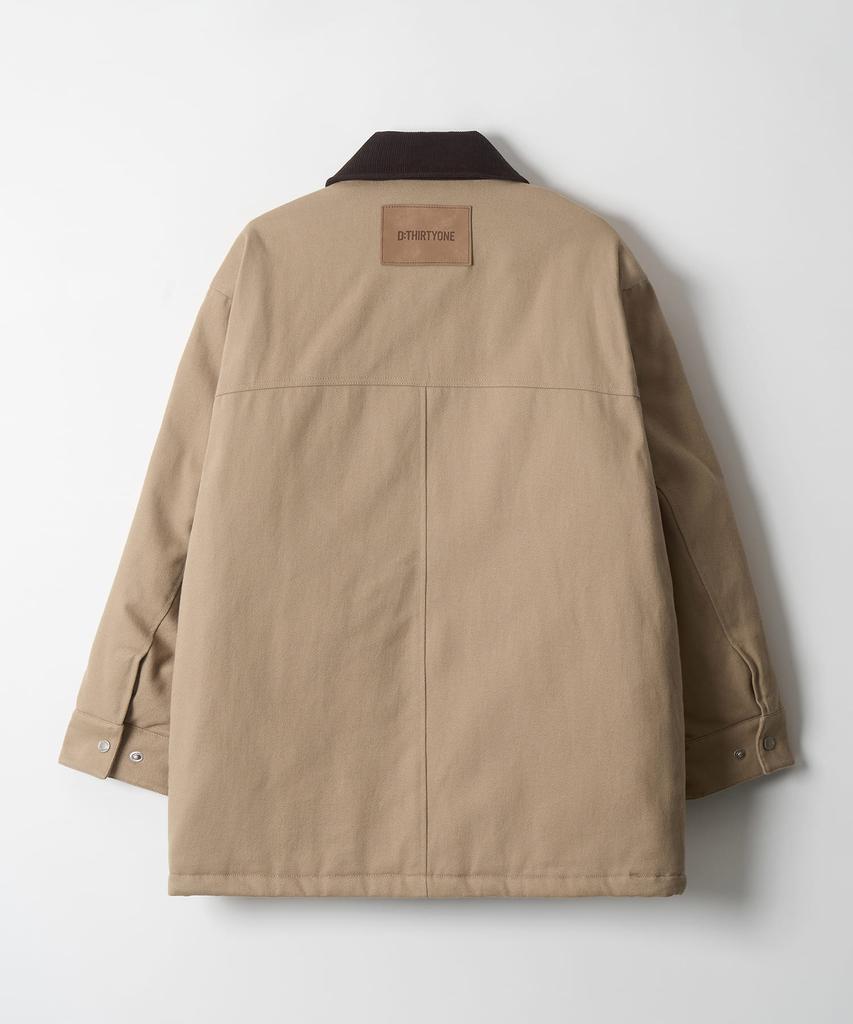 Dthirtyone Two-Tone Collar Padded Work Jacket (Beige)