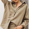 Plus Size Fashion Collar Long Sleeve Blouse Casual Cotton Linen Loose Women's Shirt