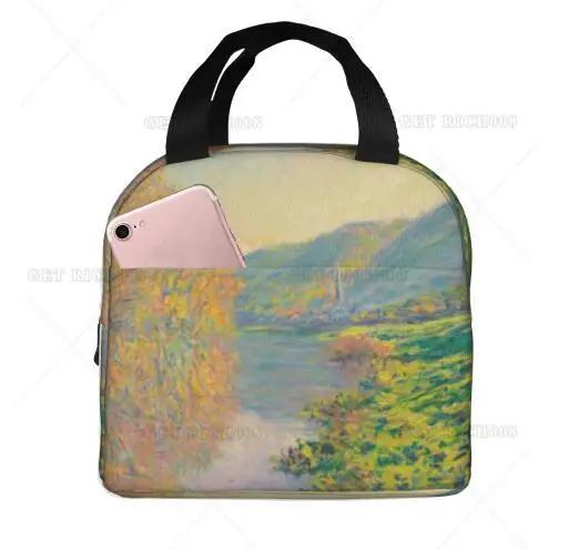 

Картина Моне «Цветы лотоса» Сумка для обеда, маленькая, для мужчин, женщин, детей, для пикника на открытом воздухе, для работы, школы, ланч-бокс, сумка, изолированный подарок 22x20x13CM зелёный